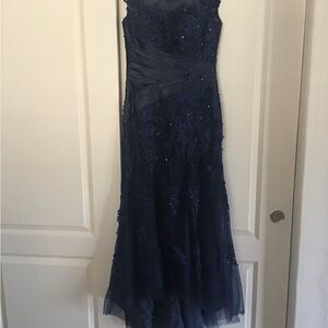 Chic Midnight Blue Backless Dress